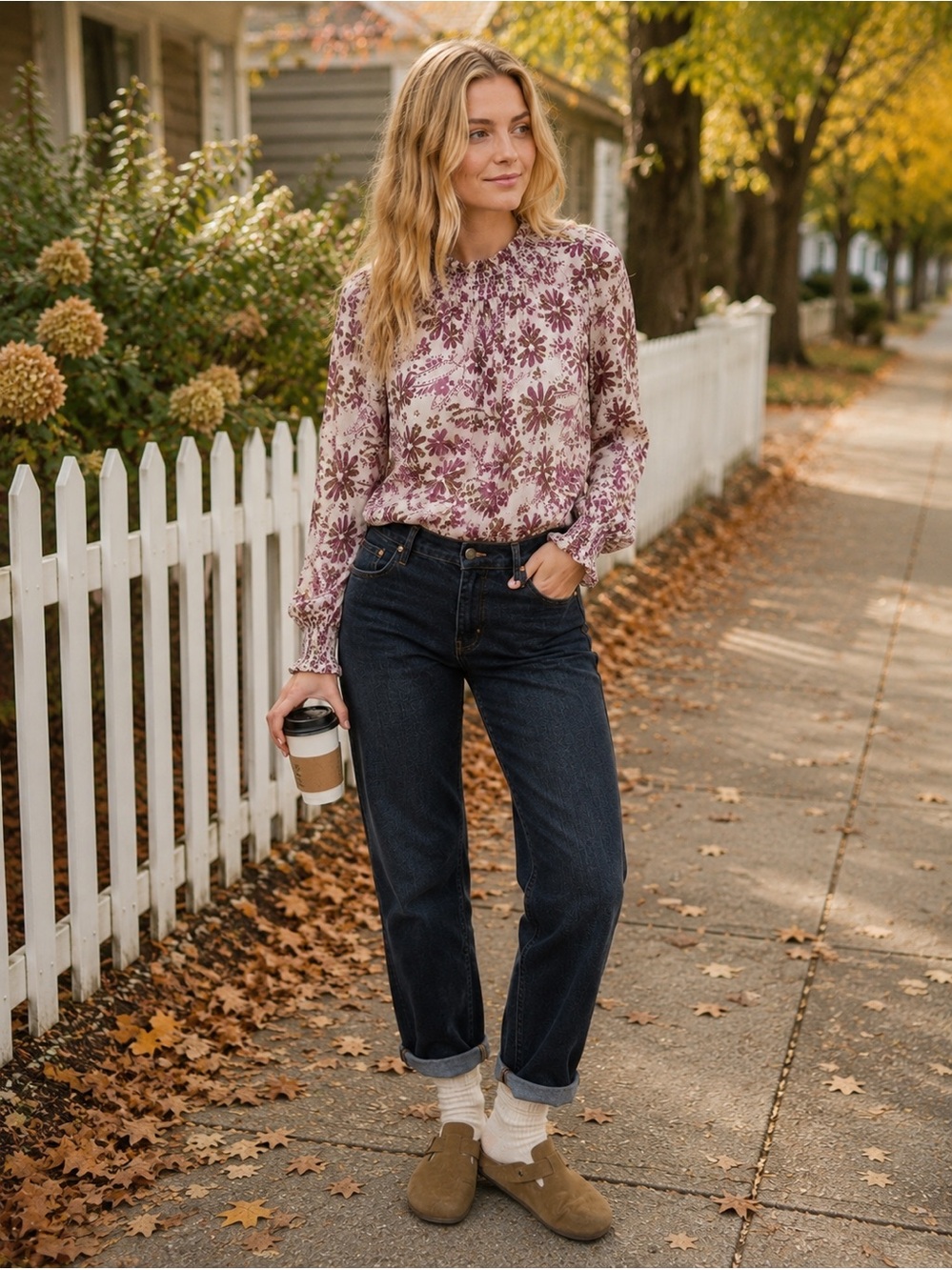 Free People Women's Clarissa Printed Top, Grey Lilac Combo- MED